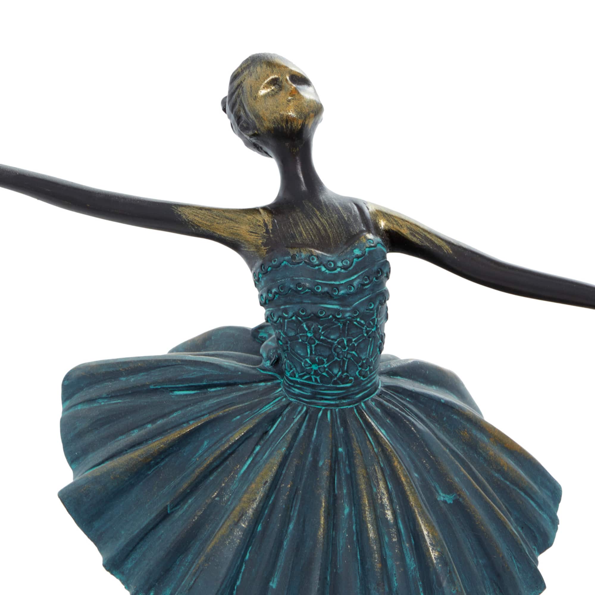 Set of 3 Teal Polystone Traditional Dancer Sculpture